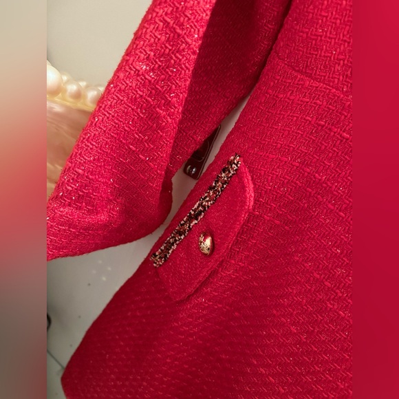 Shein Red Tweed Dress with Gold Buttons - Picture 4 of 11